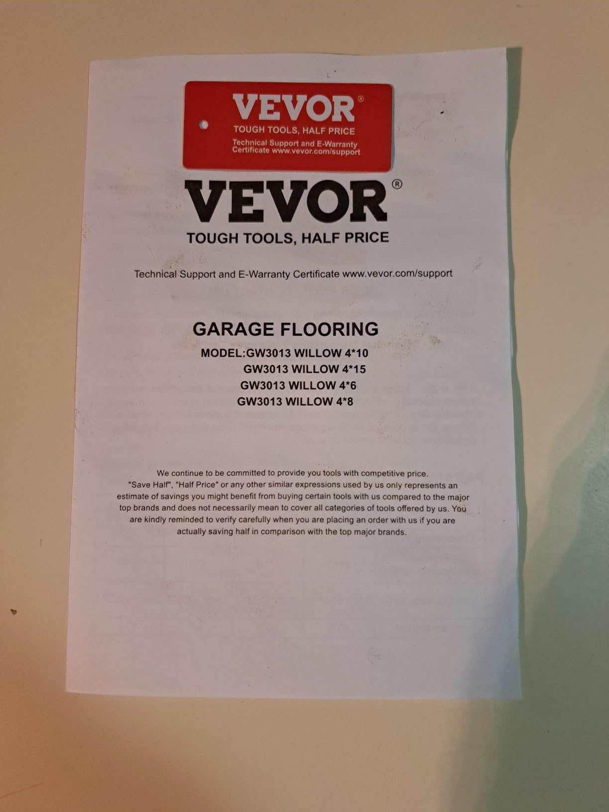 VEVOR Rubber Flooring Roll, 3 mm x 4 FT x 15 FT Diamond Plate Mat, Black customer photo 1