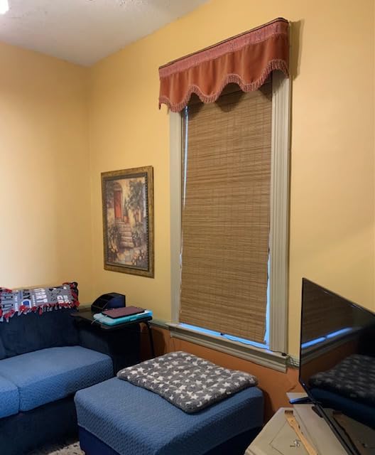 UNISHADES Blackout Cordless Bamboo Roman Shades 34 3/4×64 in Papara Carbon | Upgrade Backing Fabric, UV Protection, Protecting Privacy, Room Darkening customer photo 1