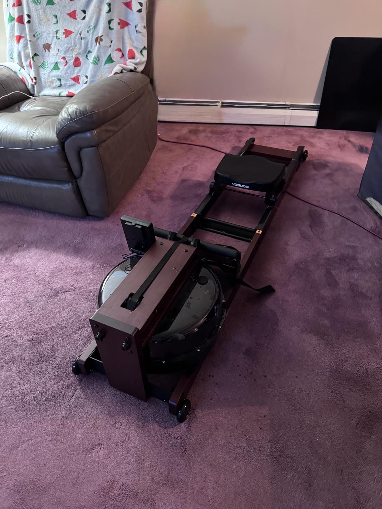 YOSUDA Water Rowing Machine Foldable for Home Use 5.8 Gal Large Water Tank | Immersive Wooden Water Rower Machine, Dedicated Monitor & Bluetooth APP, 4-Blade Paddle, 400LBS Weight Capacity customer photo 2