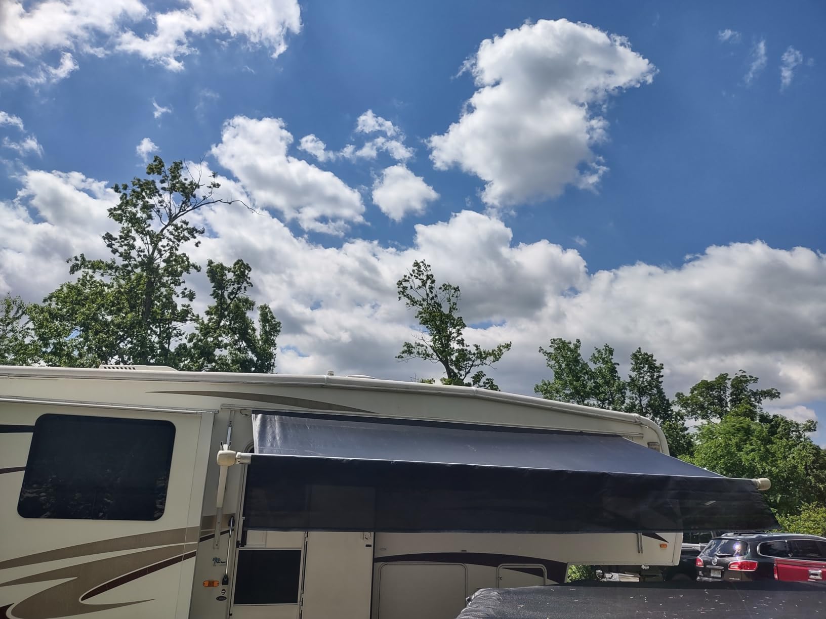 Heavy Duty RV Awning Fabric Replacement - 19.5oz Vinyl Camper Awning - Waterproof & UV-Resistant - Universal Canopy for Camper, Trailer and Motorhome (16FT(Fabric 15'2