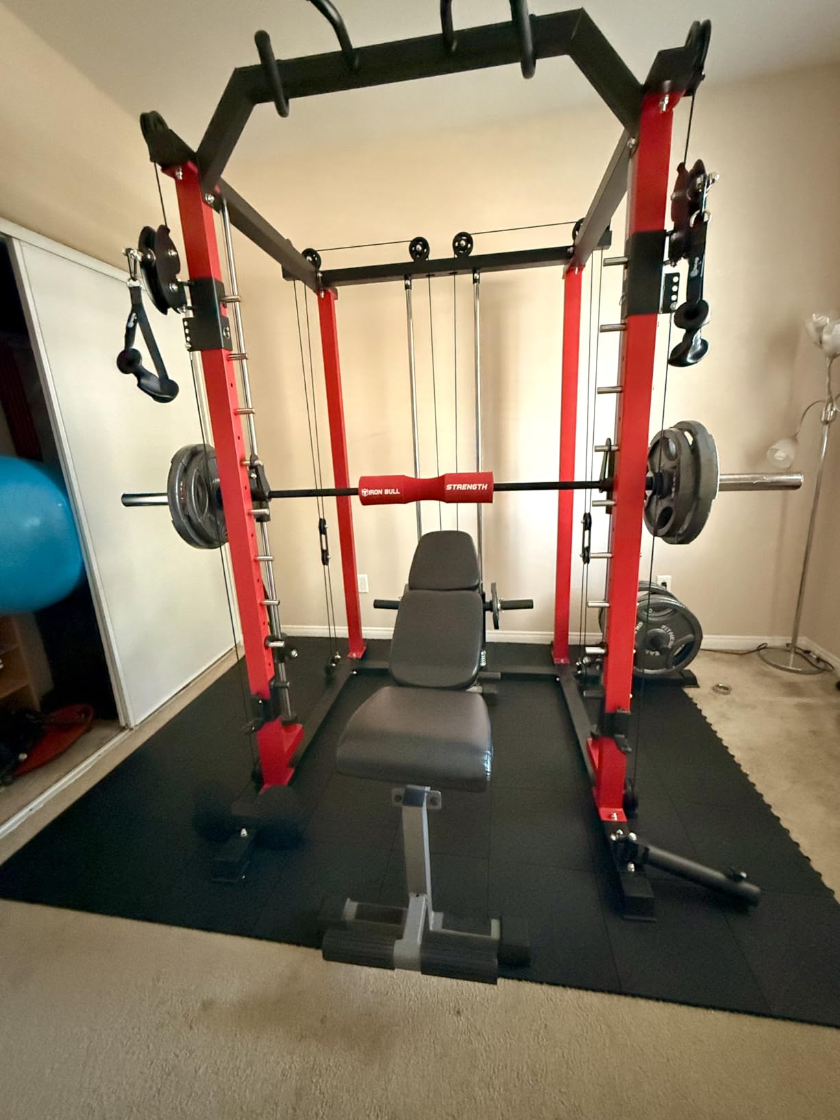 JELENS M21 Smith Machine, Multi-Function Power Cage with Dual Pulley Cable Crossover System, 2000LBS All-in-One Squat Rack with Smith Bar and Attachments customer photo 1