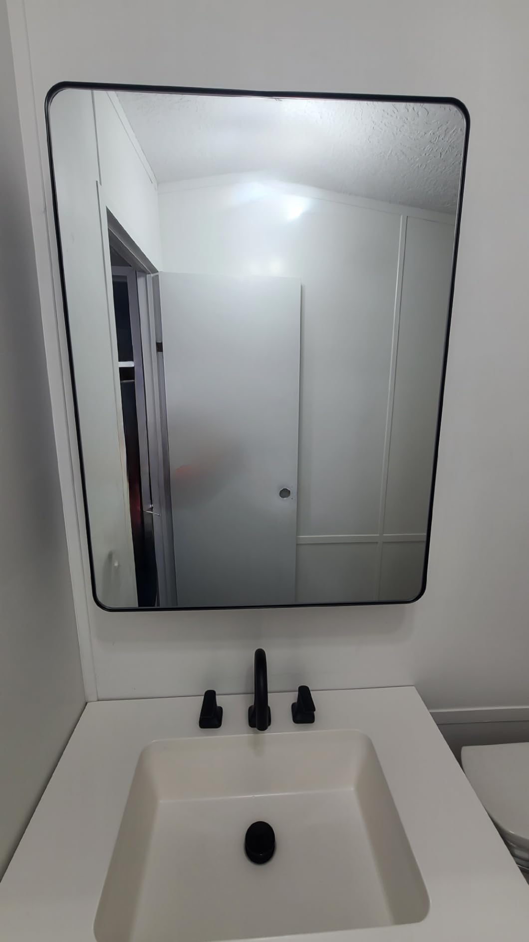 Large Bathroom Medicine Cabinet with Mirror 24x32, Aluminum Recessed or Surface Mount, Pre-Assembled, Adjustable Shelves, Center Divider for Tall Bottles, DTC Soft Close, Matte Black customer photo 1