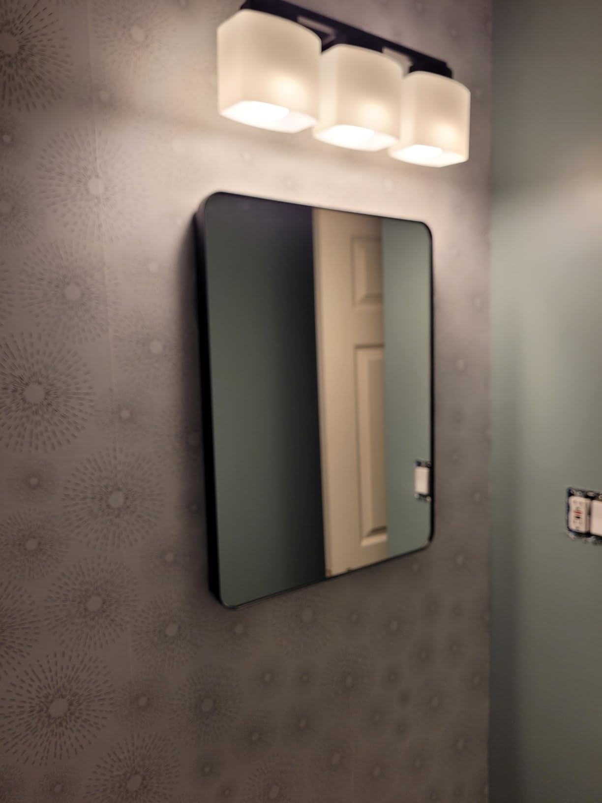 Large Bathroom Medicine Cabinet with Mirror 24x32, Aluminum Recessed or Surface Mount, Pre-Assembled, Adjustable Shelves, Center Divider for Tall Bottles, DTC Soft Close, Matte Black customer photo 2