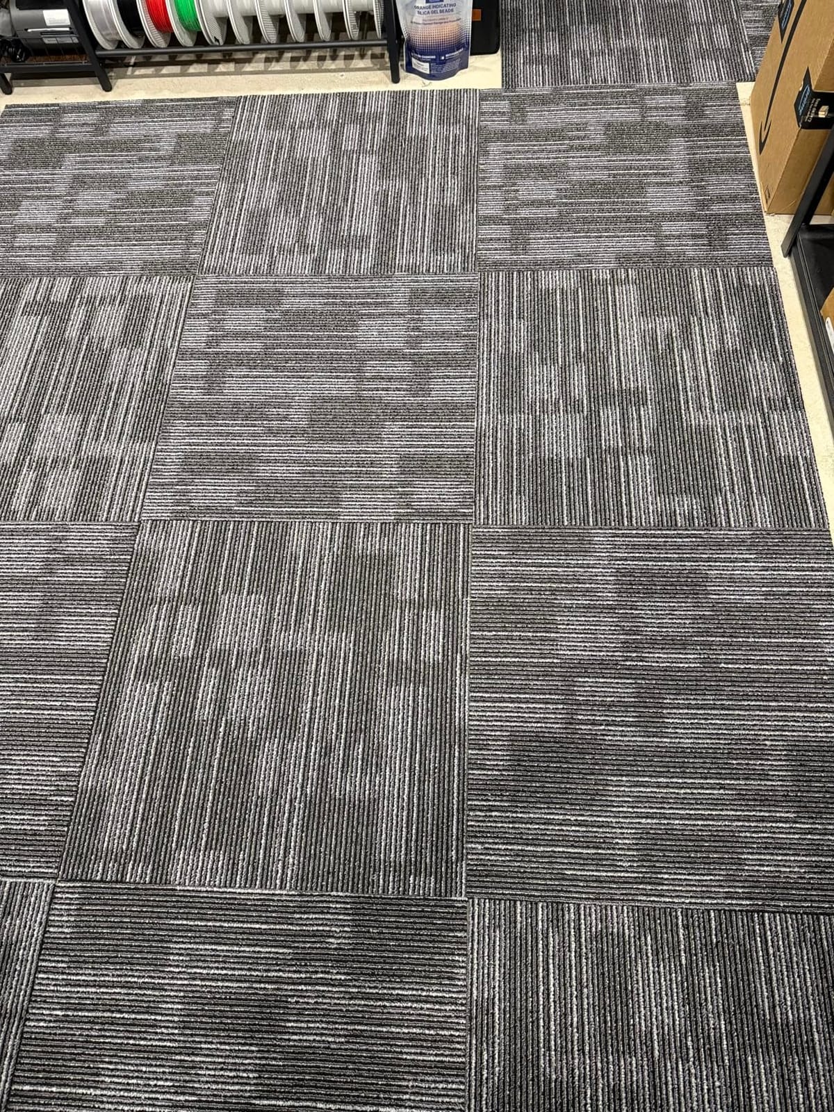 Commercial Carpet Tiles, Heavy Duty Non Slip Floor Carpet Subtle Gray Uniform Texture Reusable Easy DIY Installation Rug for Office Living Room Bedroom, 24