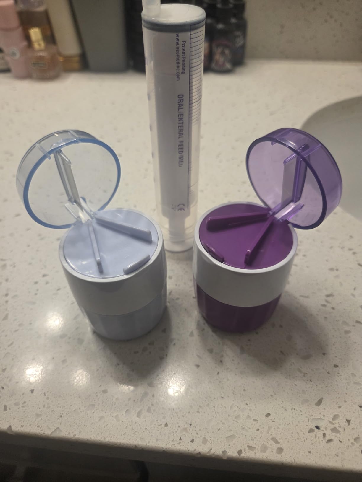 DUBSTAR 3-in-1 Pill Crusher Fine Powder Pill Grinder Pill Cutter Purple | Pill Crushers for Elderly and Pet with Pill Storage and Brush, Pill Splitter for Small or Large Pills customer photo 2