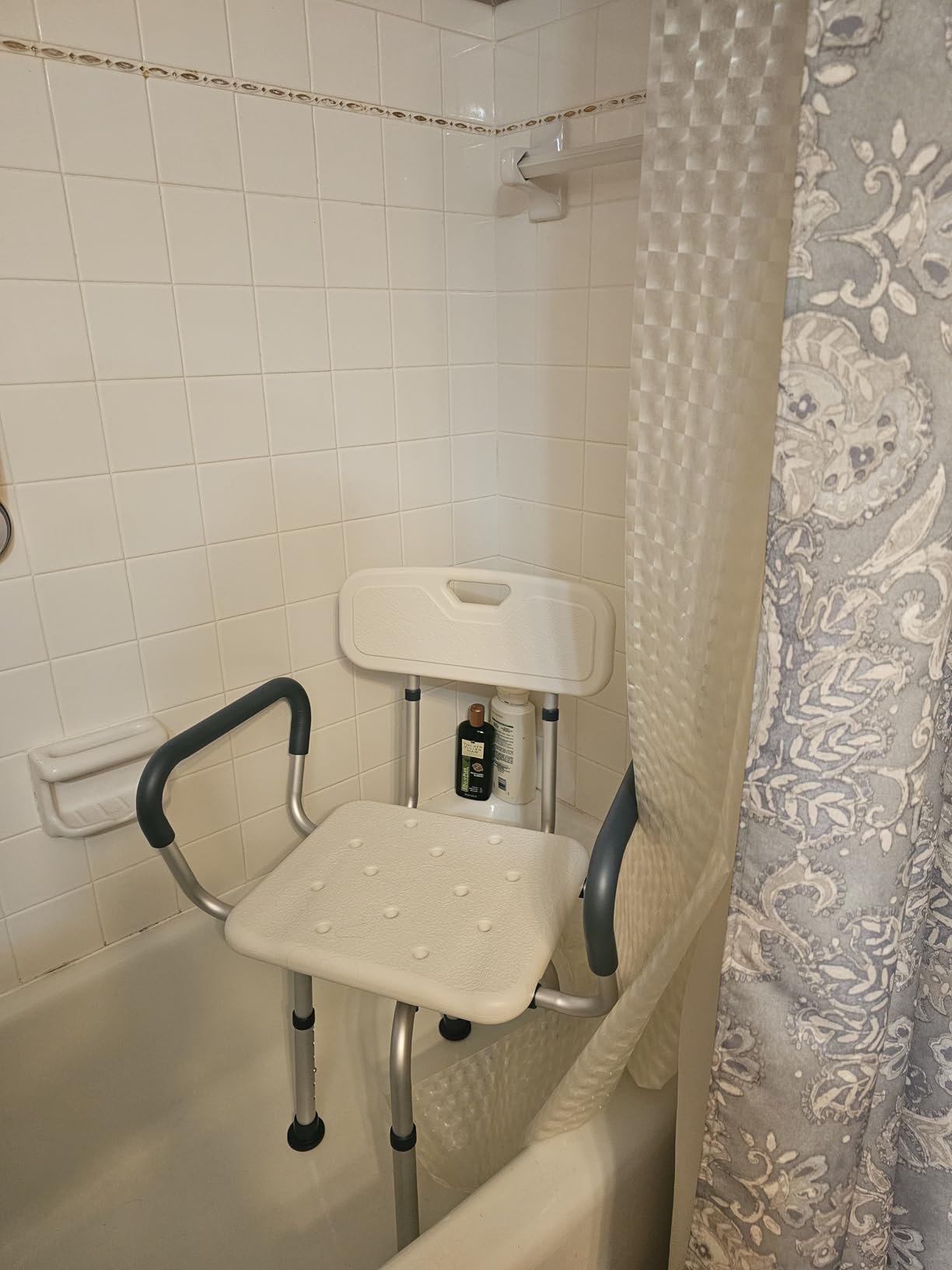Swivel Shower Chair with Arms and Back, Heavy Duty Shower Seat for Inside Shower Stall and Bathtub, Height Adjustable Safety Bath Seat for Elderly, Adults, Handicap and Disabled customer photo 1