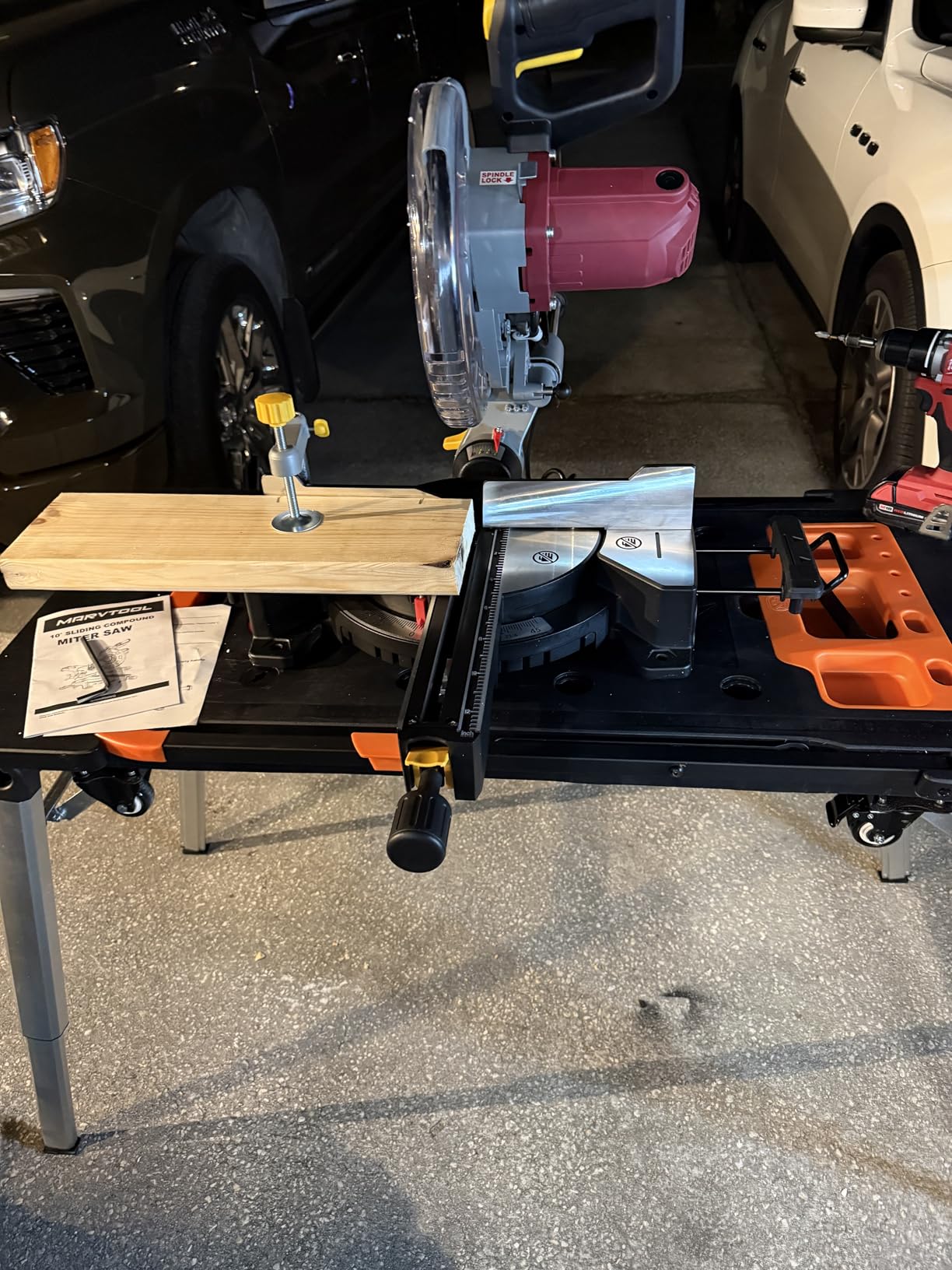 10-inch Sliding Compound Miter Saw, 5000RPM, 15 Amp, Single Bevel 0-45° with Extension Table, 36T Blade, Power Saw for Metal, Plastic, Wood, Laminates customer photo 2