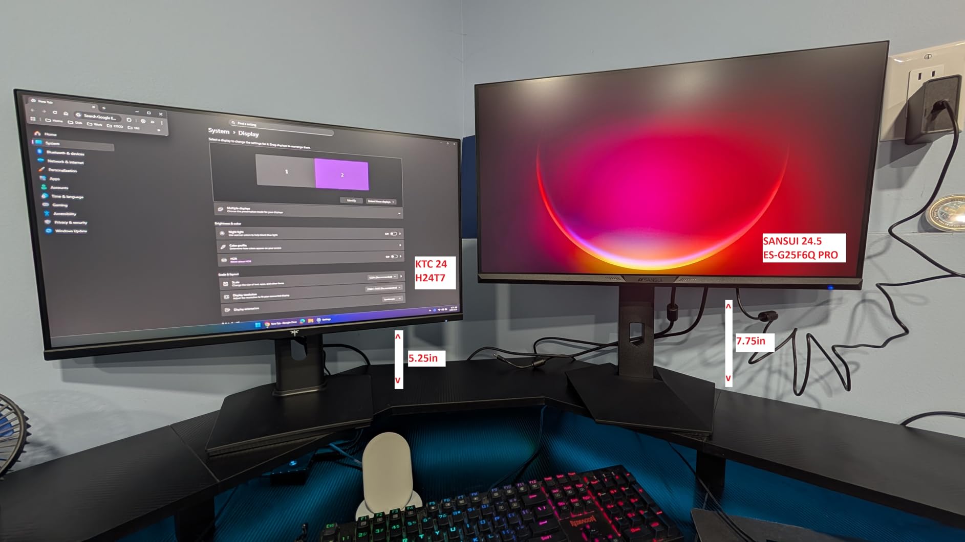 KTC 24 Inch Gaming Monitor 180Hz - 1440P Computer Monitors, Fast IPS H24T7 | 2K Vertical Monitor with HDR 400, Adaptive Sync, Up to 185Hz, HDMI & Display Port, Tilt Pivot Height Adjustable, Vesa Mount customer photo 1