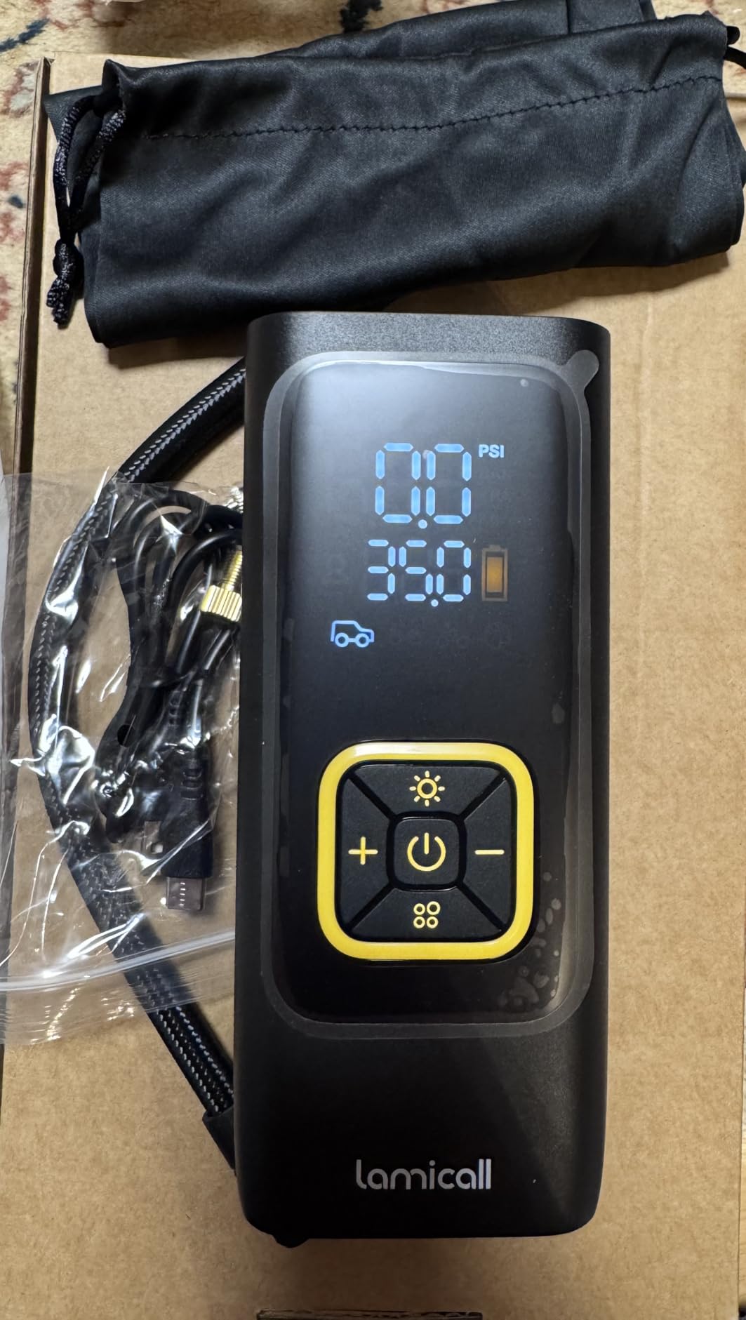 Lamicall Car Tire Inflator Portable Air Compressor, 4X Faster, 150 PSI | with Auto Stop, Rechargeable, Pressure Gauge Display, LED Light, Car Accessories Automatic Air Pump for Motorcycle Bike Ball customer photo 2