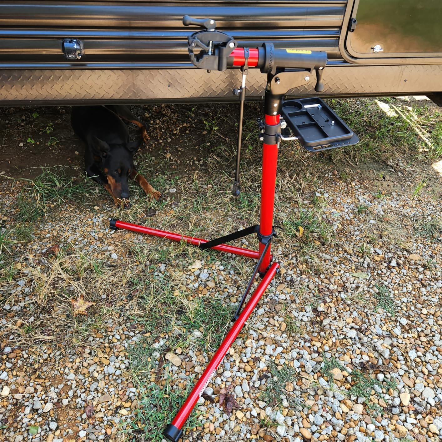 Upgrade 2.0 Bike Repair Stand (Max 110 lbs) - Portable Aluminum Bicycle Stand Maintenance Workstand with Heavy 360° Clamp Head Made For Electric Bikes, Mountain Road Bike customer photo 2