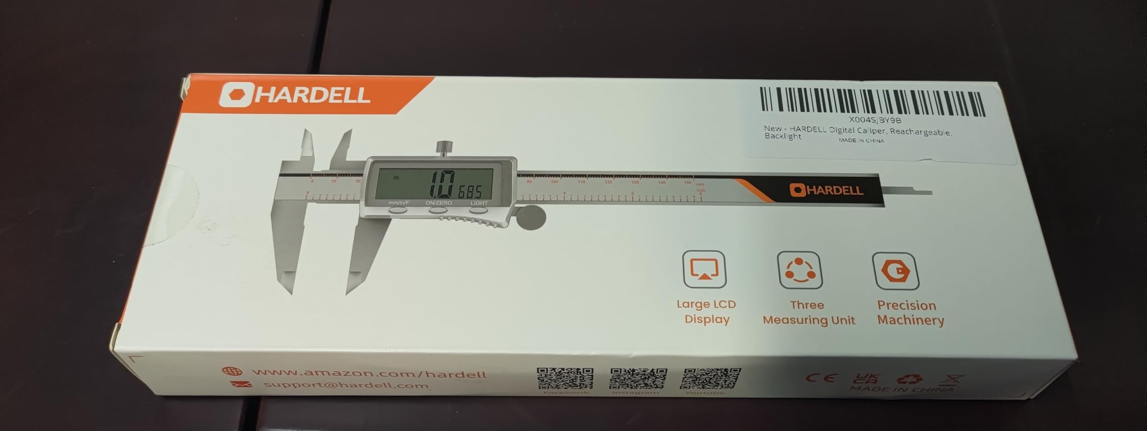 HARDELL Digital Caliper 6 Inch, Rechargeable All Metal W/Backlight Screen | USB-C Calipers, 4 Measurement Mode, 0.001