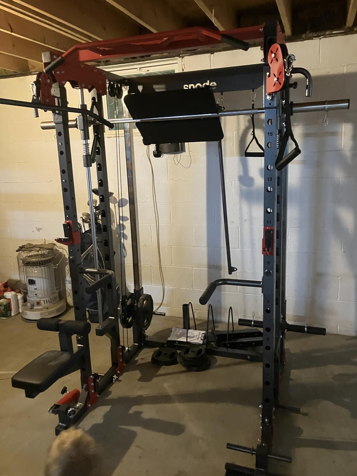 SNODE ALL10 All-in-One Smith Machine Home Gym, Multi-Functional Power Rack | 1:1 or 2:1 Pulley Ratio, Cable Crossover, Squat Rack with Leg Press, LAT Pull-Down Seat, 2000LB Weight Capacity customer photo 2
