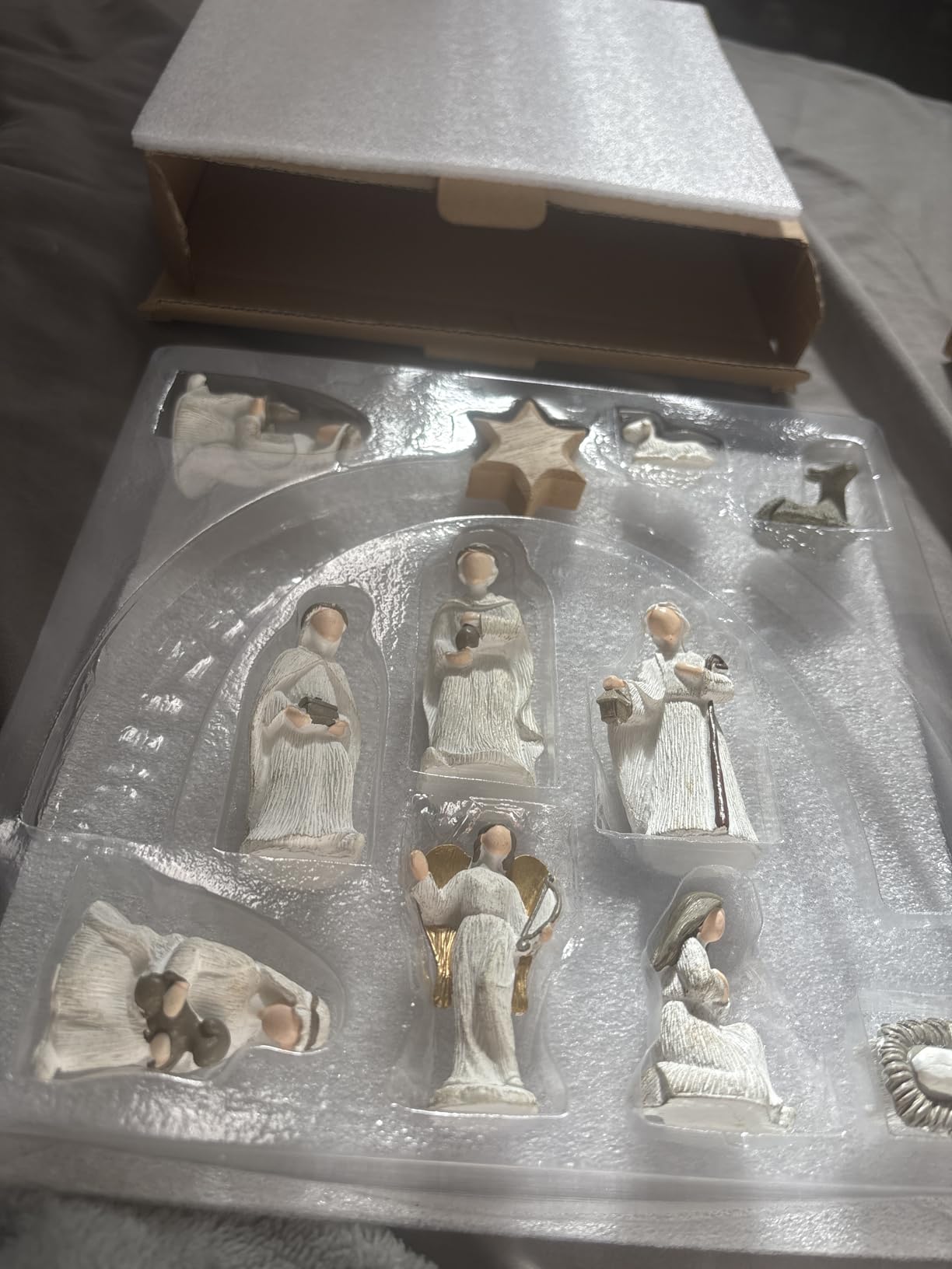 11 Pcs Christmas Scene Nativity Set | Holy Family Scene, Wooden Arched Stable, Resin Figurines Including Baby Jesus, Mary, Joseph and More customer photo 2