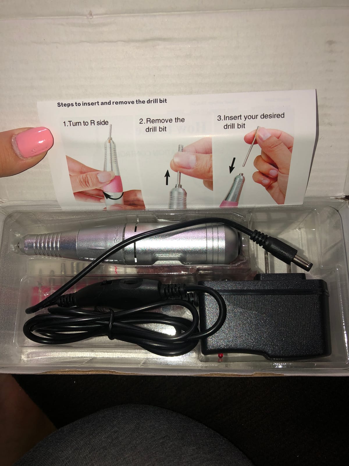 JEWHITENY Portable Nail Drill SG717 Electric Nail File,45000RPM Professional Rechargeable Nail E-File Machine for Acrylic Gel Nails,Remove Nail Gel Polish(Purple) customer photo 1