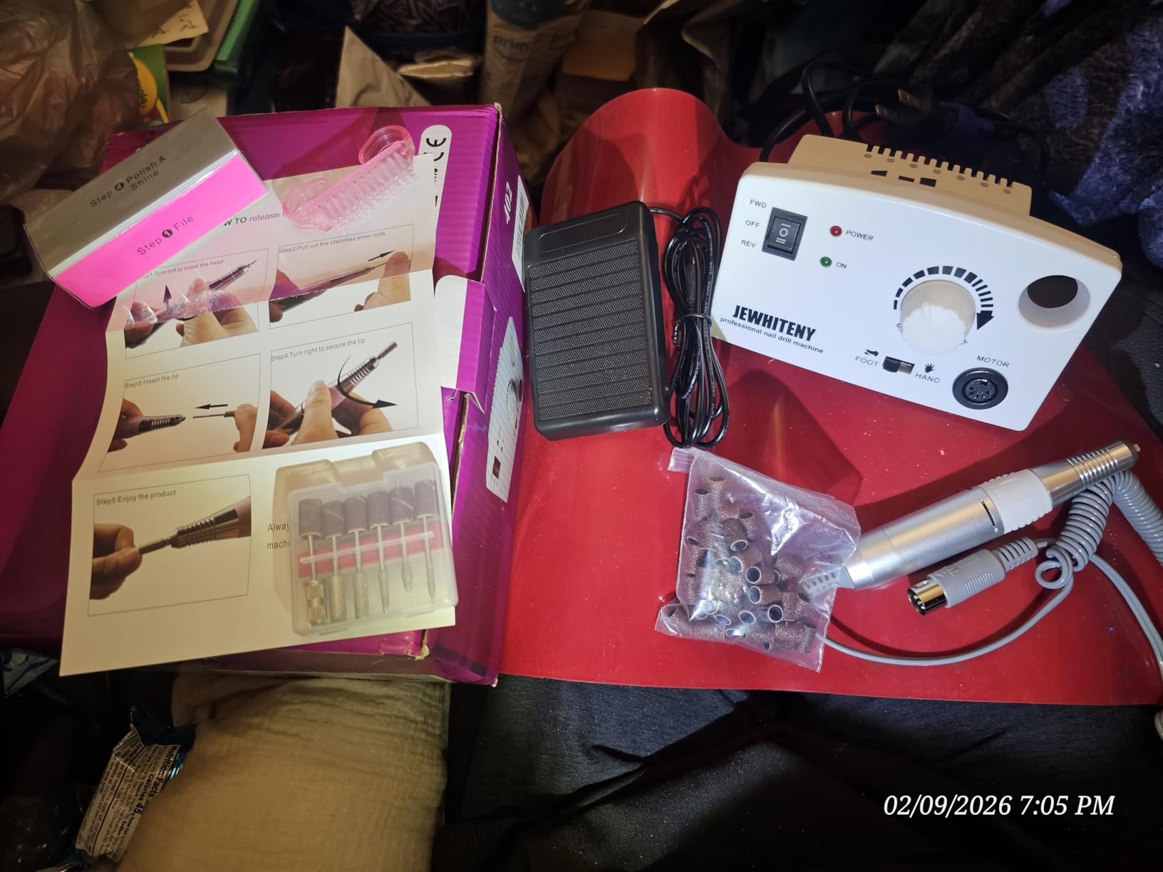 JEWHITENY Portable Nail Drill SG717 Electric Nail File,45000RPM Professional Rechargeable Nail E-File Machine for Acrylic Gel Nails,Remove Nail Gel Polish(Purple) customer photo 2