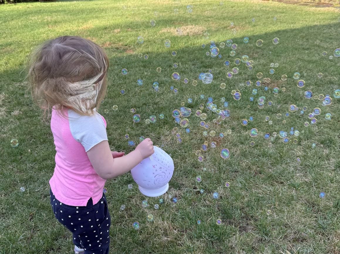 Bubble Machine for Toddlers Kids & Pets with Remote Control | Automatic Rotation & RGB Lights, Type-C Charge, Bubble Maker for Kids, Weddings, Birthday Parties, Outdoor Activities customer photo 1
