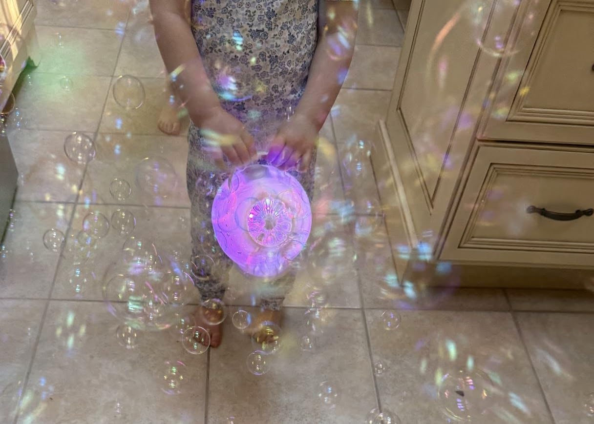 Bubble Machine for Toddlers Kids & Pets with Remote Control | Automatic Rotation & RGB Lights, Type-C Charge, Bubble Maker for Kids, Weddings, Birthday Parties, Outdoor Activities customer photo 2