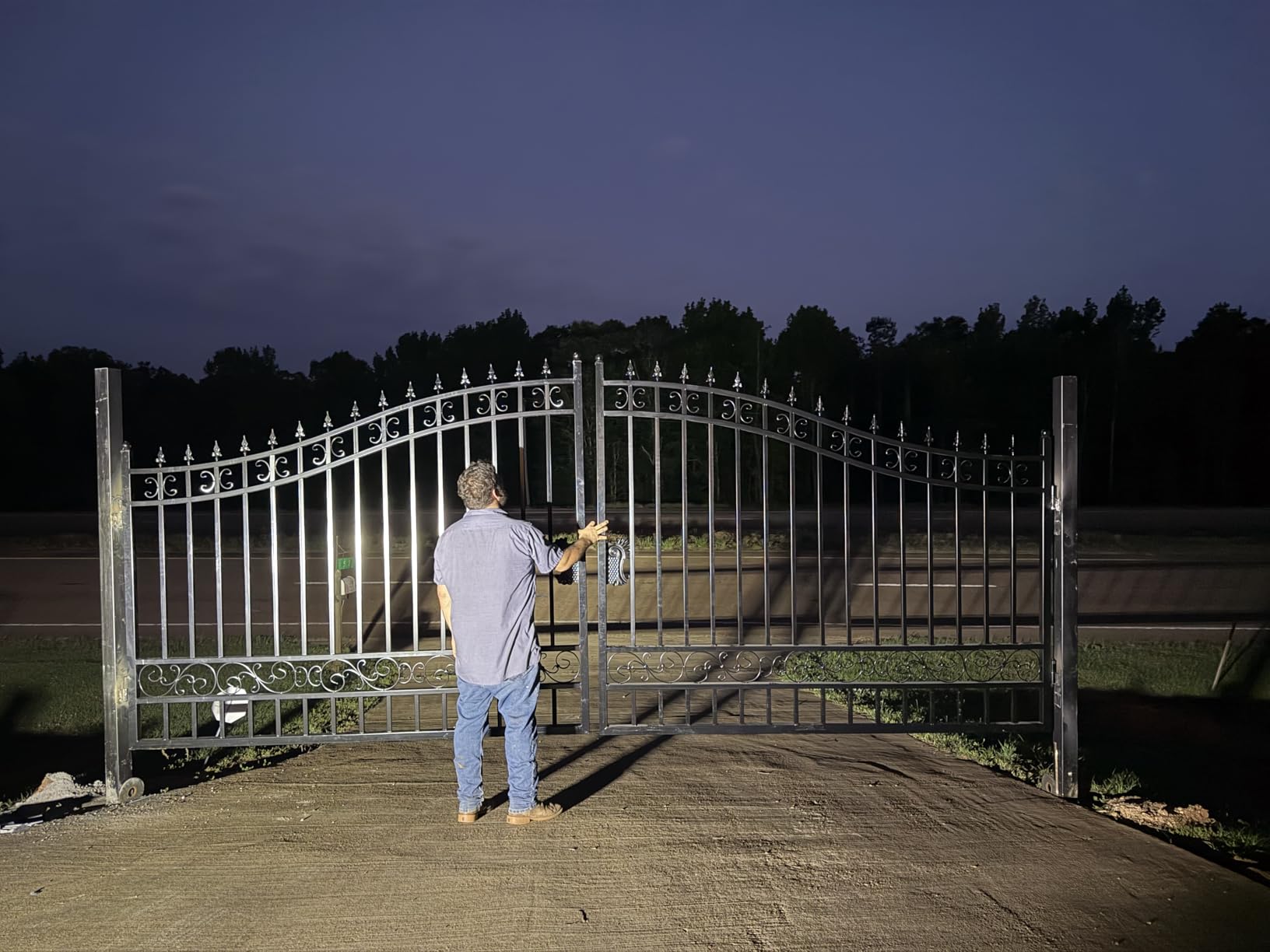 Chery Industrial 14x8 ft Steel Dual Swing Driveway Gate with Tree Pattern customer photo 1