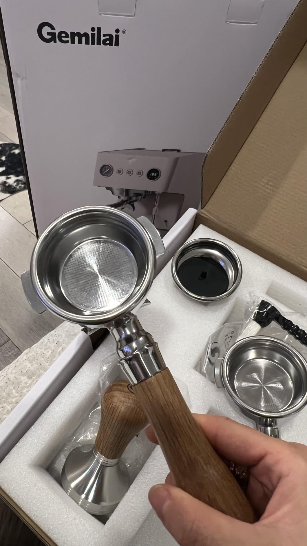 Gemilai G3028A Espresso Machine, 15 Bar Professional Coffee Maker with Adjustable Pressure & Automatic Milk Frother, Dual PID & 550ml Boiler, 57oz Tank, Stainless Steel for Cappuccino, Latte Grey customer photo 2