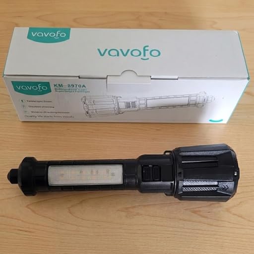 VAVOFO 20W Tactical LED Flashlight, 10000LM High Lumens Rechargeable Flashlight with 6000mAh Battery, Type-C, Window Breaker, Red Blue Strobe, Side Light, Zoomable for Camping, Hiking, Emergency customer photo 2