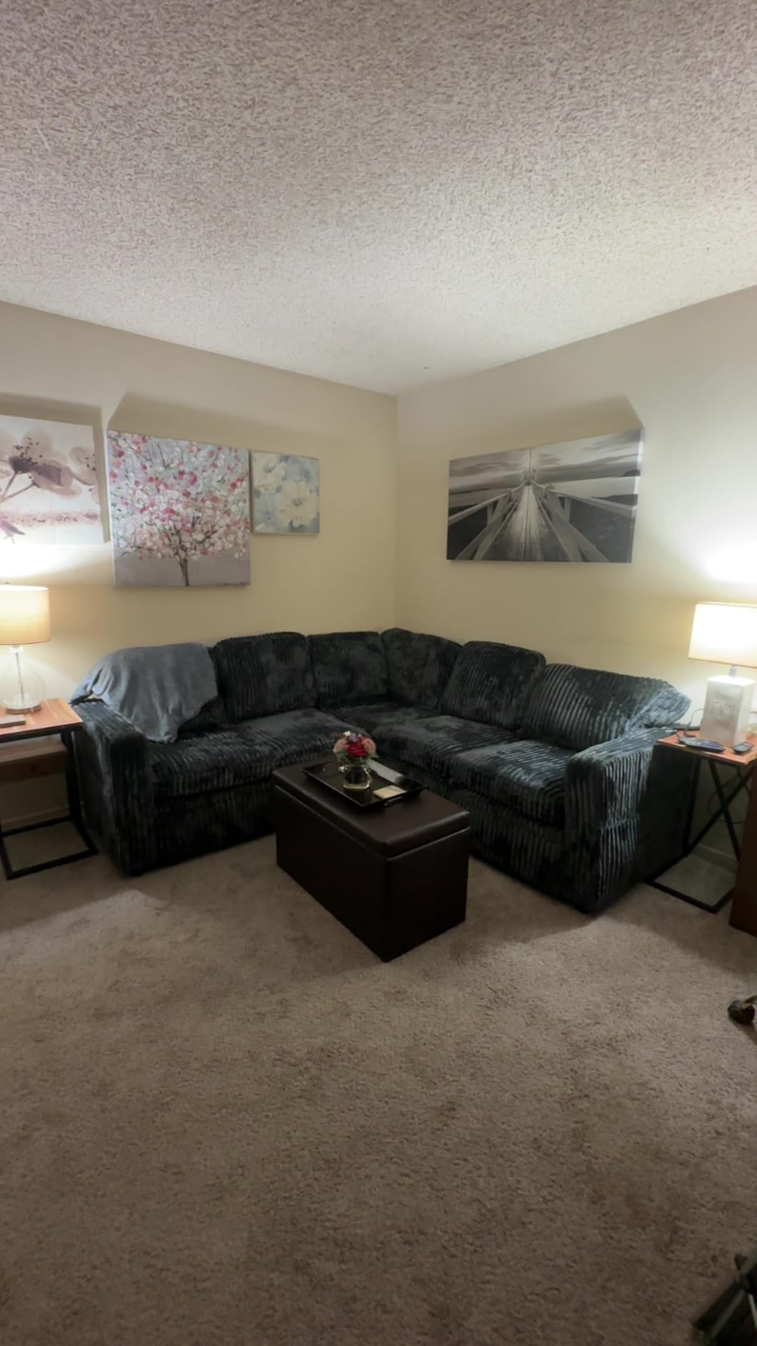 HONBAY Corduroy L Shaped Sectional Sleeper Sofa with Pull Out Bed,Green customer photo 2