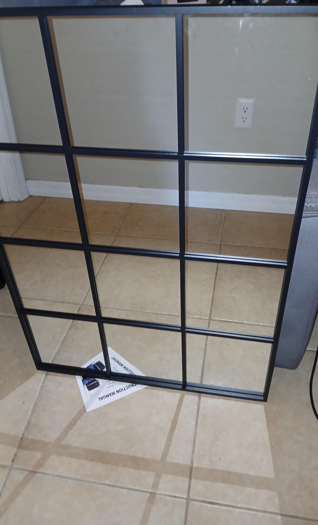 Windowpane Mirror, 20x28 Black Metal Framed Window Wall Mirror | Grid-Designed Metal Frame Home Wall Decor, Wall-Mounted, for Bedroom, Bathroom, Living Room, Entryway, Hallway, Dining Room customer photo 2