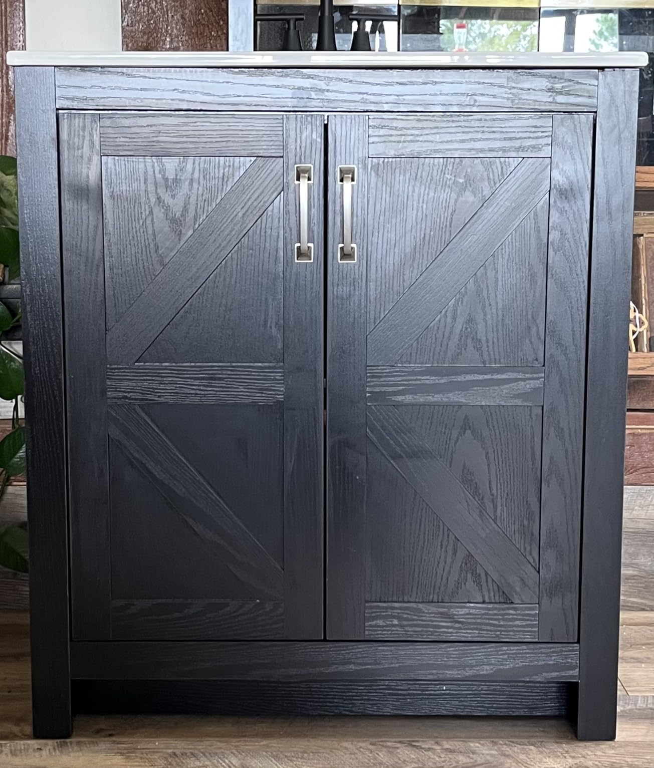 ONBRILL 30 Inch Farmhouse Bathroom Vanity with Ceramic Sink, Walnut Vanity customer photo 1