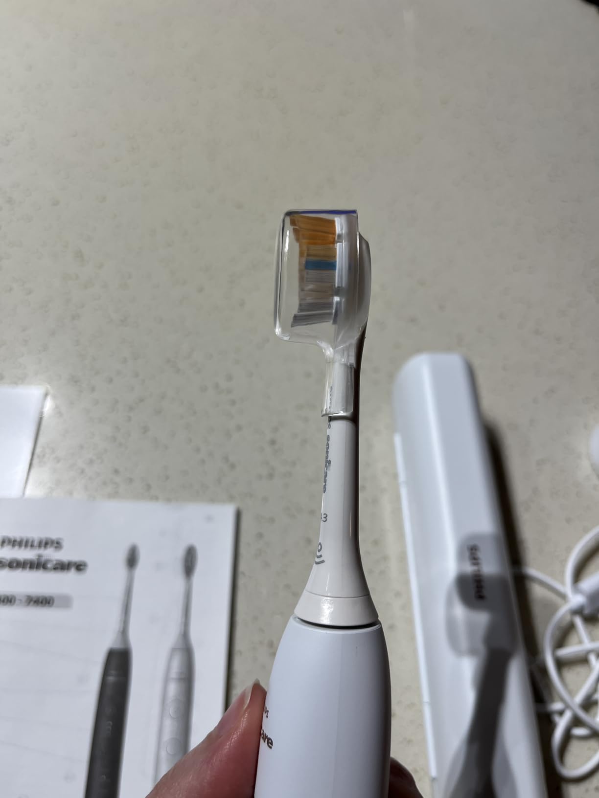 Philips Sonicare 7300 Rechargeable Electric Toothbrush, 3 Brush Heads, Navy | 2000% More Plaque Removal, Visual Pressure Sensor, 12 Brush Settings, App Connected, 21-Day Battery, Travel Case, HX7423/05 customer photo 1