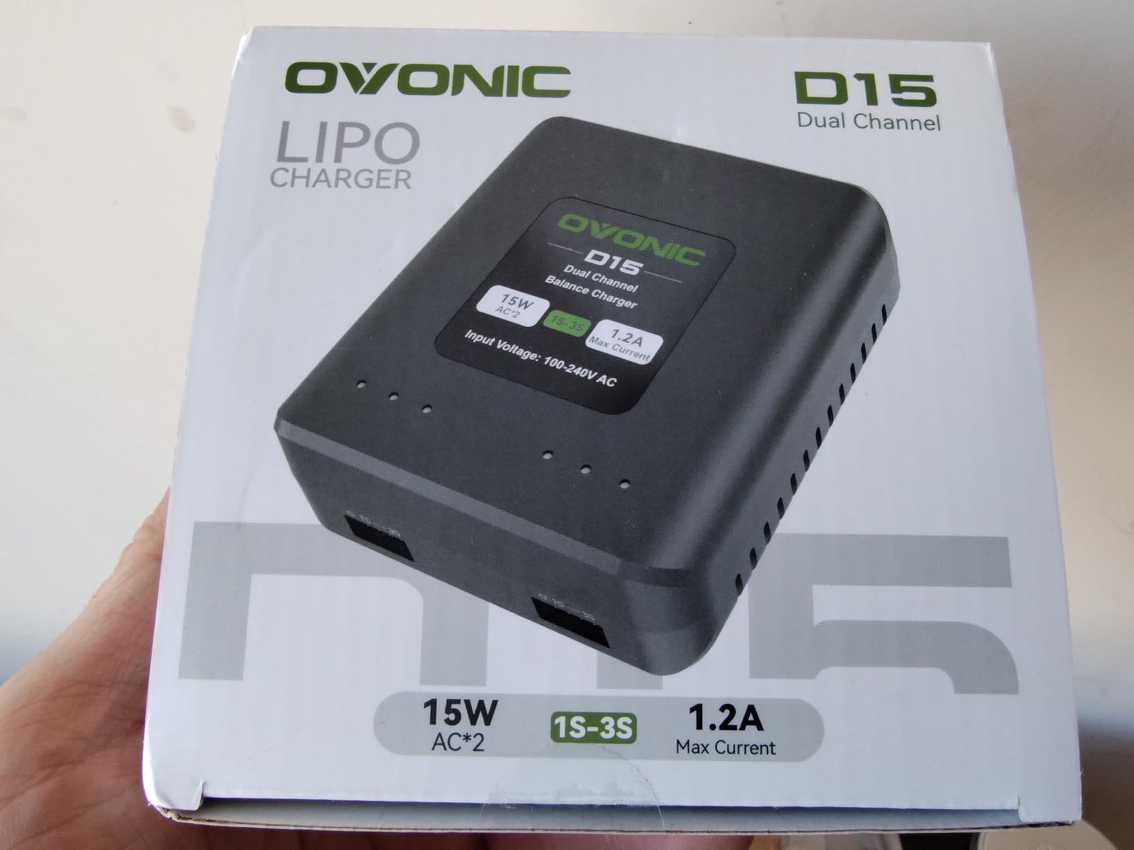 OVONIC D15 Dual LiPo Charger AC 15W 1.2A for 1S-3S LiPo RC Batteries customer photo 2