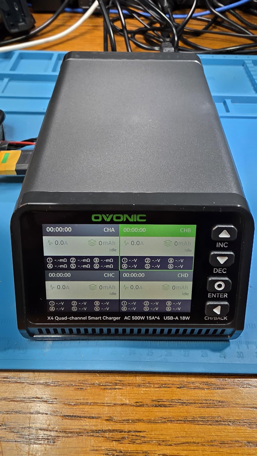 OVONIC X4 LiPo Balance Charger AC 500W 4-Channel Auto Power Allocation, 15A per Channel, LiPo/Li-Ion/LiHV/Life 1-6S, NiMH 3-18S, Safety Protections customer photo 1