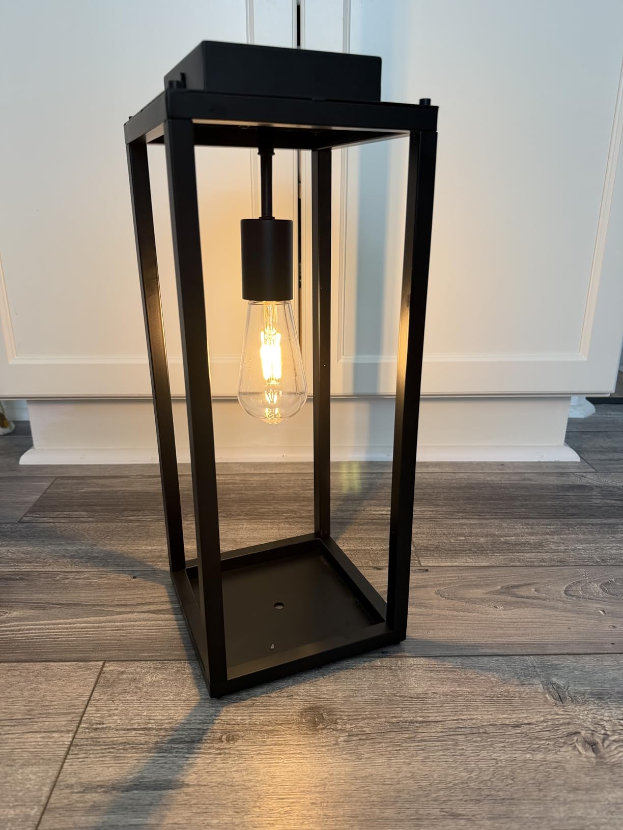 Outdoor Solar Floor Lamp Waterproof, Large Metal Solar Powered Lantern with Handle, 22