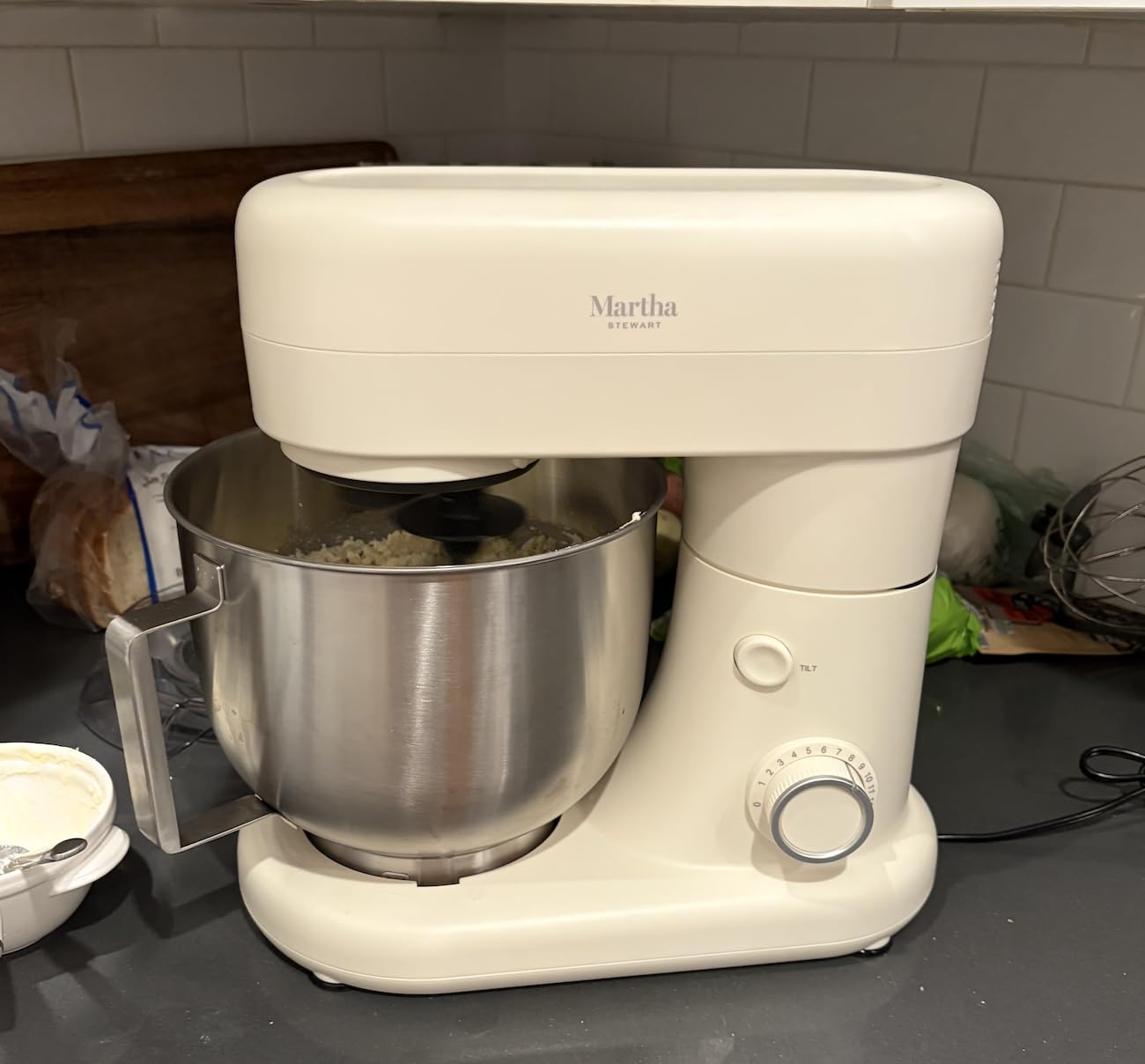 Martha Stewart 5.3QT Tilt Head Stand Mixer, 12 Speeds, Stainless Steel Bowl | Dough Hook, Stainless Whisk, Beater, Removable Splash Shield, Bread, Cake & Whipping, Electric Kitchen Mixer, Indigo Blue customer photo 2