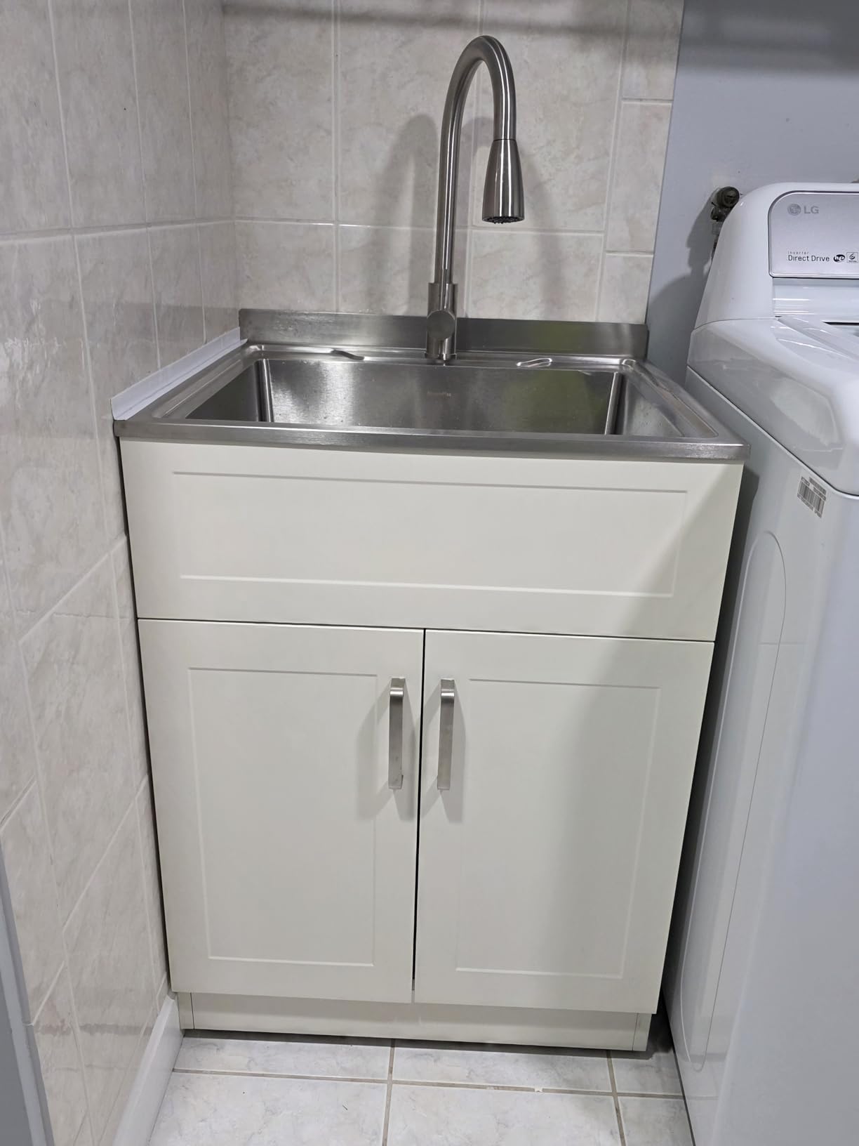 Laundry Sink with Cabinet, Full Body Durable Stainless Steel, 30-Inch Wider Stainless Steel Utility Sink, Multi-Use for Laundry, Kitchen, Bathroom, Garage customer photo 2