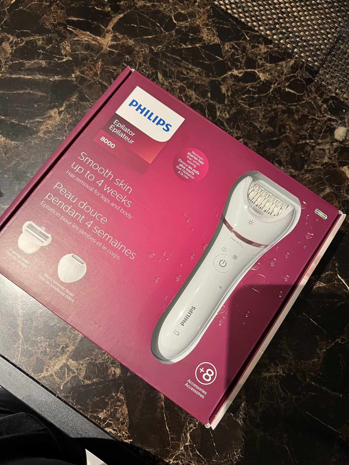 Philips Epilator Series 9000 - Cordless Wet and Dry Electric Epilator, Hair Removal for Legs, Body and Bikini, with ProGuide, 8 Accessories, 60 min. Runtime, Model BRE717/00 customer photo 2