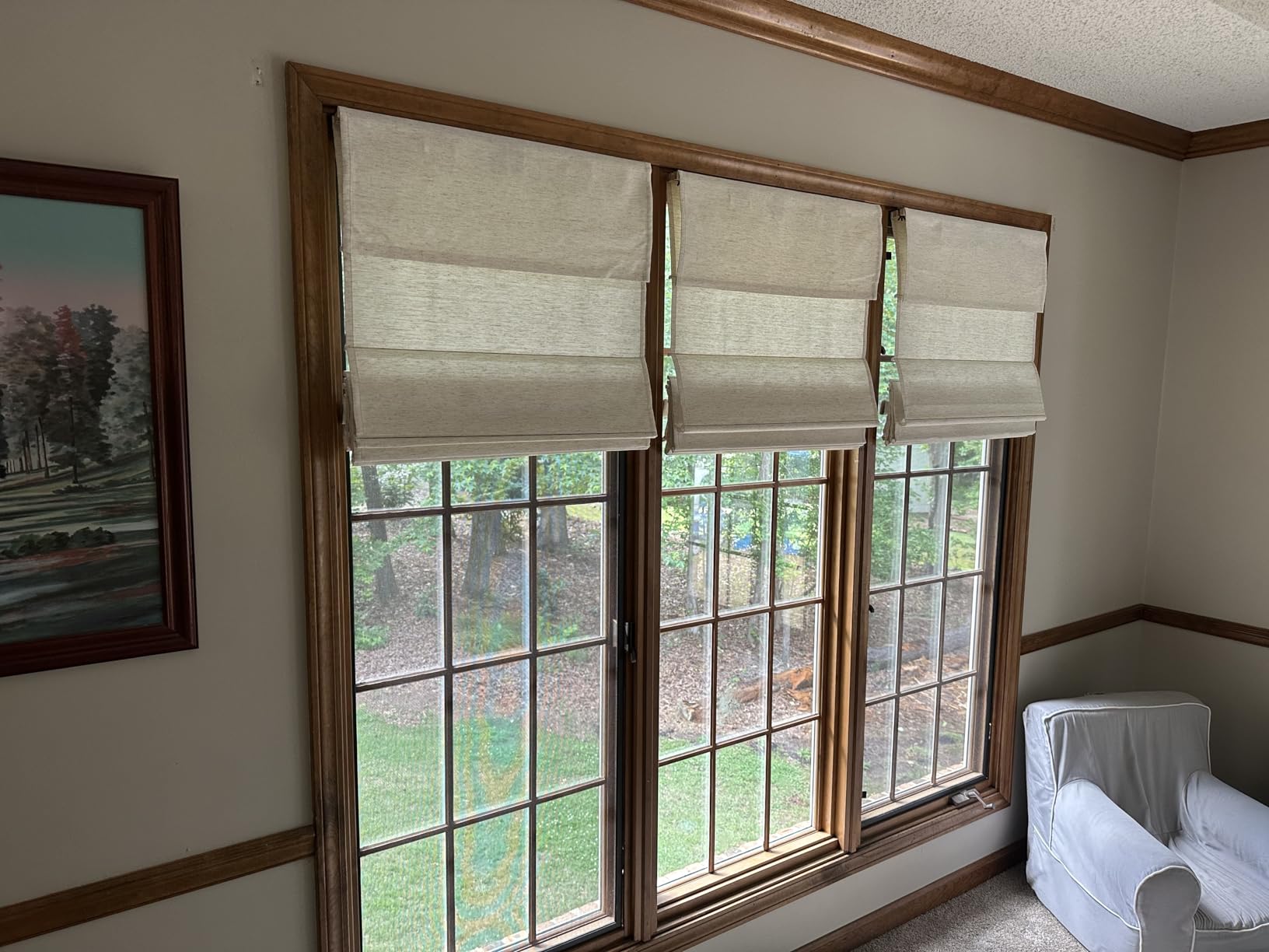 Persilux Light Filtering Roman Shades for Indoor Windows Cordless, Pull Down Linen Fabric Roman Blinds, Privacy Window Shades for Door, Bedroom, Office, Easy to Install, Light Filtering-Cream, Custom Size customer photo 1
