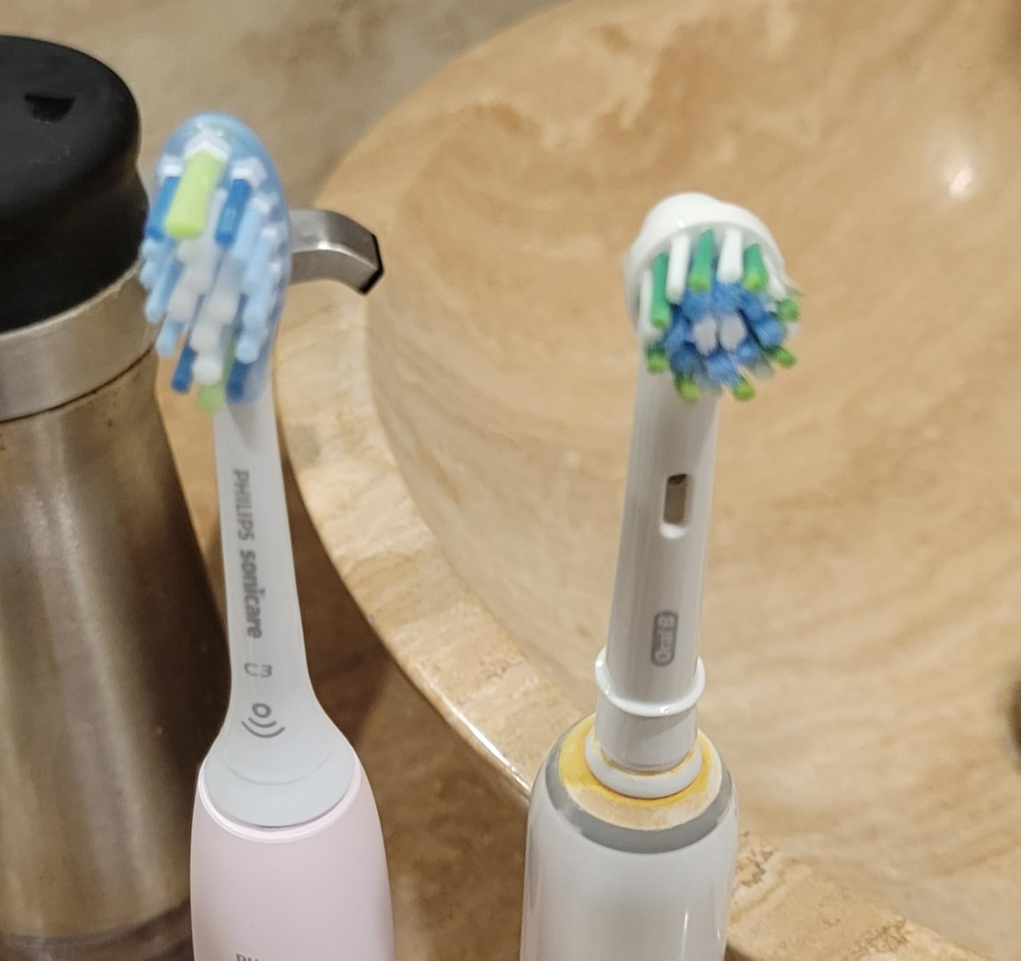 Philips Sonicare 5950 Rechargeable Electric Toothbrush, 2 Brush Heads, Navy | 1000% More Plaque Removal, Pressure Sensor, 6 Brush Settings, 21-Day Battery, Includes Travel Case, HX7133/03 customer photo 1