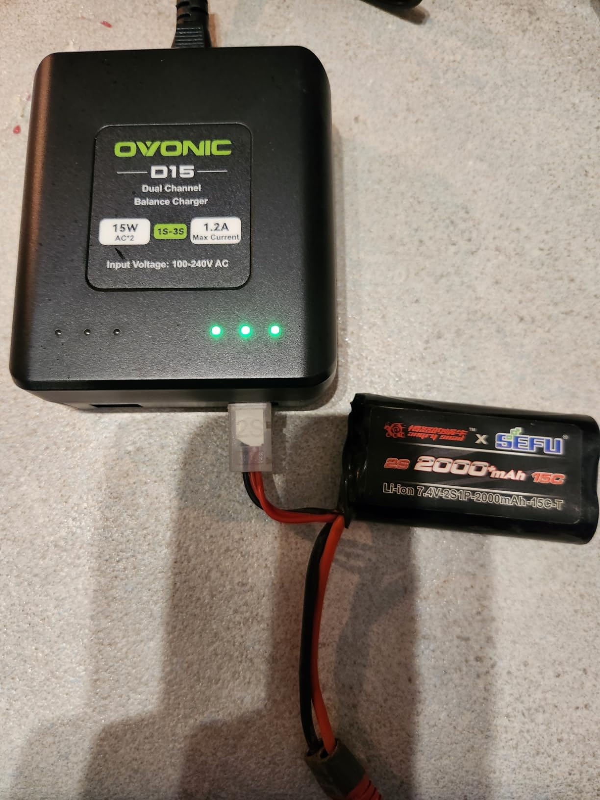 OVONIC D15 Dual LiPo Battery Charger AC 15W 1.2A for 1S-3S LiPo Batteries, RC Battery Balance Charger for RC Cars, Boats, Drones customer photo 2