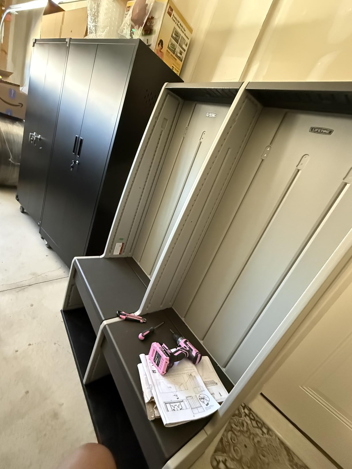 LIFETIME Storage Locker, Freestanding Cabinet with Benches & Shoe Cubbies, Organizer with Metal Hooks, UV-Protected Weather-Resistant customer photo 1
