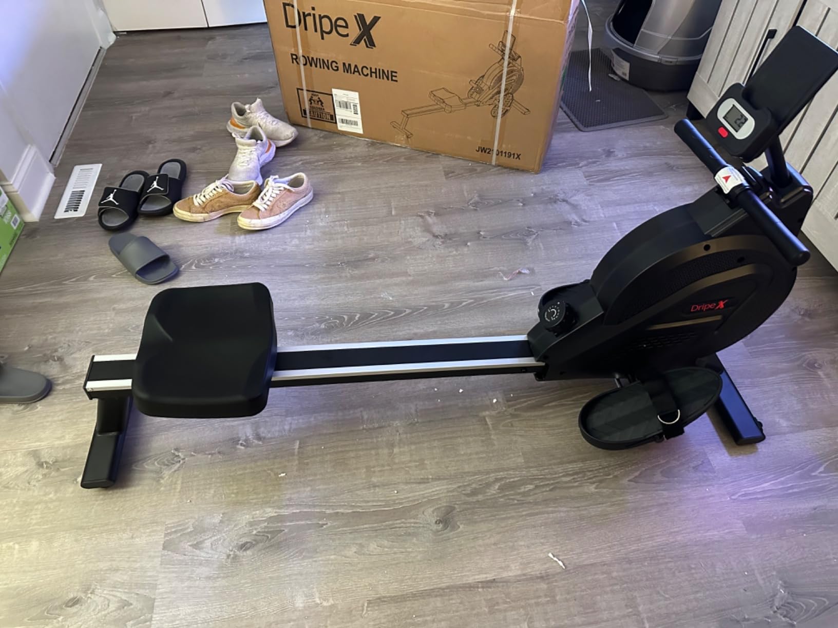 Dripex Water Rowing Machine, Foldable Rowing Machines for Home, Max 400 LBS | Solid Wood Frame, 10-Min Easy Assembly, Dedicated LCD Monitor, Comfortable Seat, App Compatible Rower for Home Gym Exercise customer photo 1