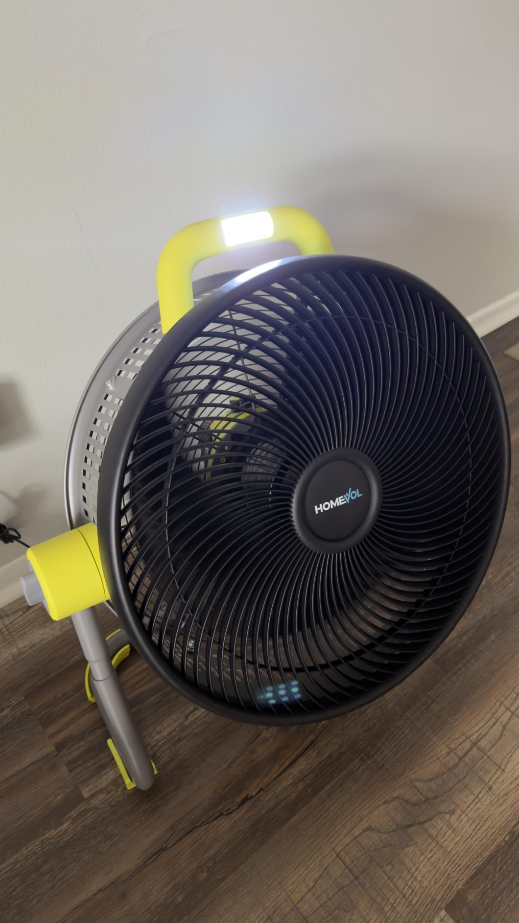 20 Inch Cordless Rechargeable Battery Powered Floor Fan Compatible with Dewalt 20V Battery, 6-Speed 4500 CFM Portable Fan with Carry Handle, Led Light, 36H Max Runtime, 180° Adjustable Tilt customer photo 1
