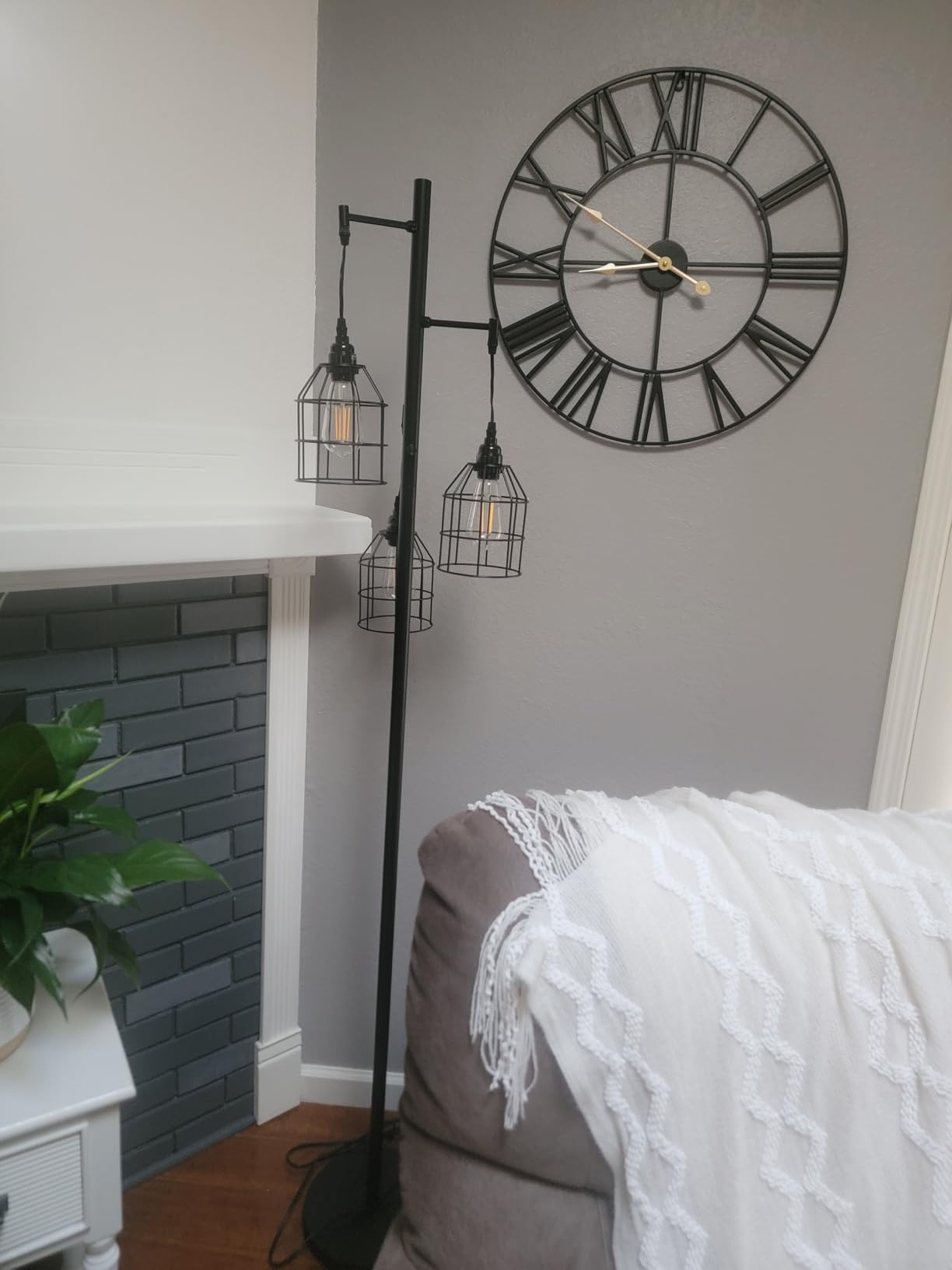 70'' Tall Floor Lamp for Living Room, 3-Light Rattan Standing Lamp, Black, Dimmable, 3 LED Bulbs Included, Farmhouse Style, Boho Rattan Cage & Stable Base, Bright Floor Lighting Home Decor customer photo 2