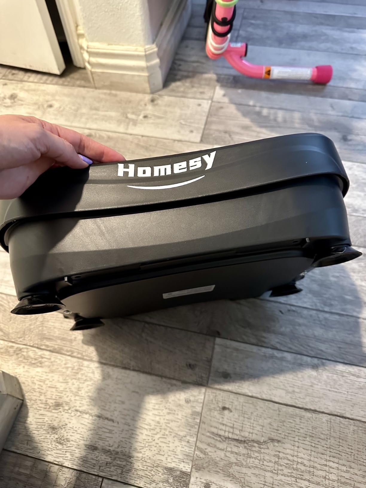 Homesy Vibration Plate Exercise Machine for Lymphatic Drainage | 2 Resistance Bands and Remote, LED display, Fat Burning, Supports up to 300 lbs, Compact for Home Workouts customer photo 2