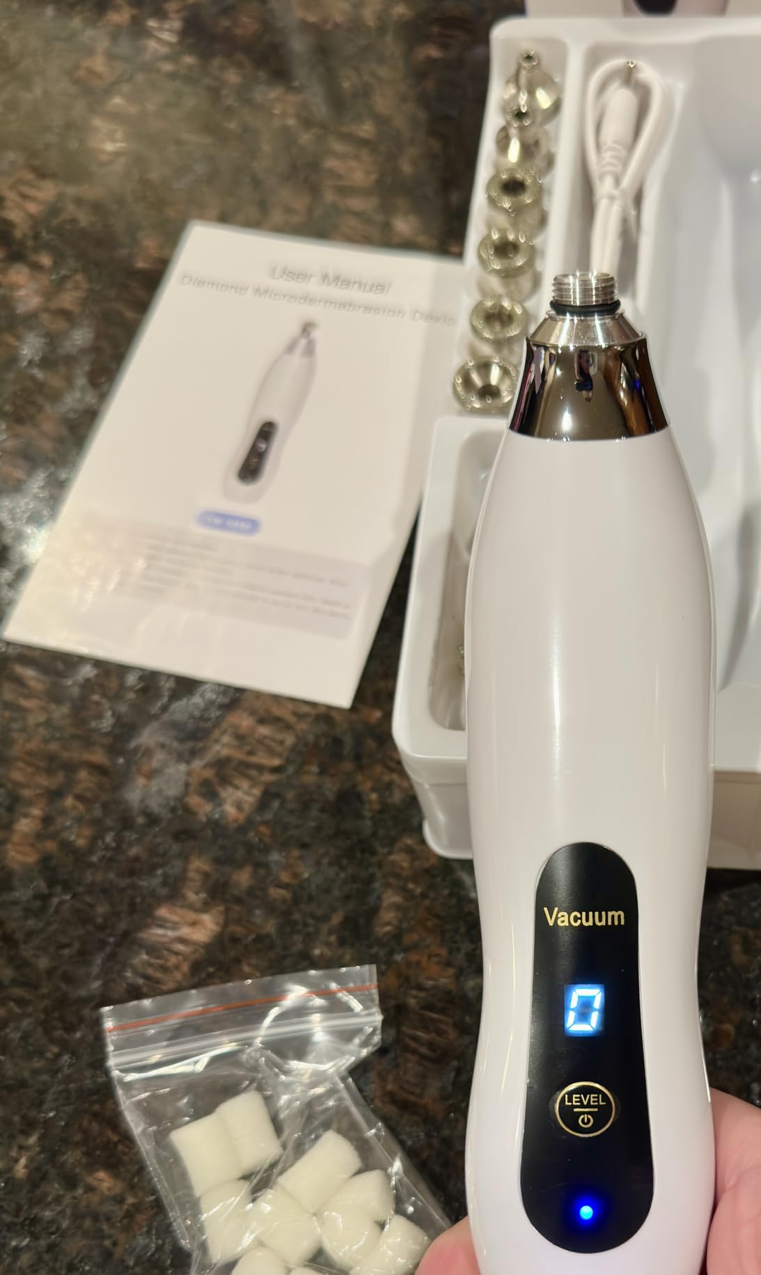 Beauty Star Cordless Diamond Microdermabrasion Machine, Microdermabrasion Tool & Blackhead Remover with 9 Diamond Crystal Tips for Glowing Skin, Gentle Exfoliation, Skin Rejuvenation At Home Use customer photo 1