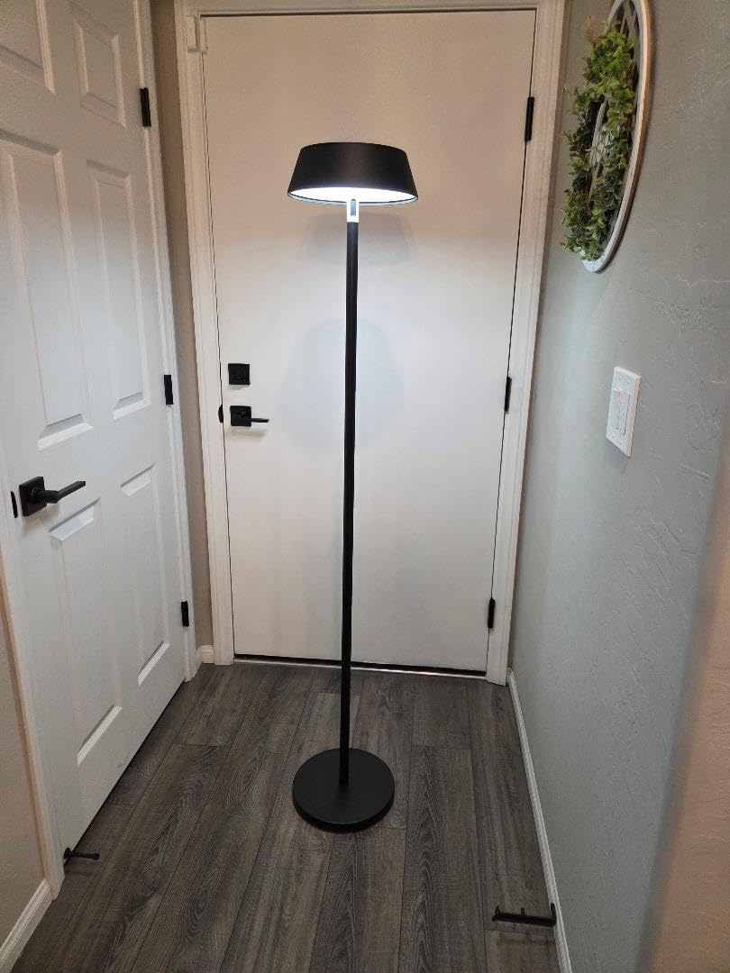 Solar Floor Lamp Outdoor, Waterproof Rechargeable Cordless Light for Patio | Solar & USB Charging, 3 Light Modes (2700K Warm White / 4000K / 5000K), 4 Standing Heights, For Deck, Garden, Walkway, 600LM customer photo 1
