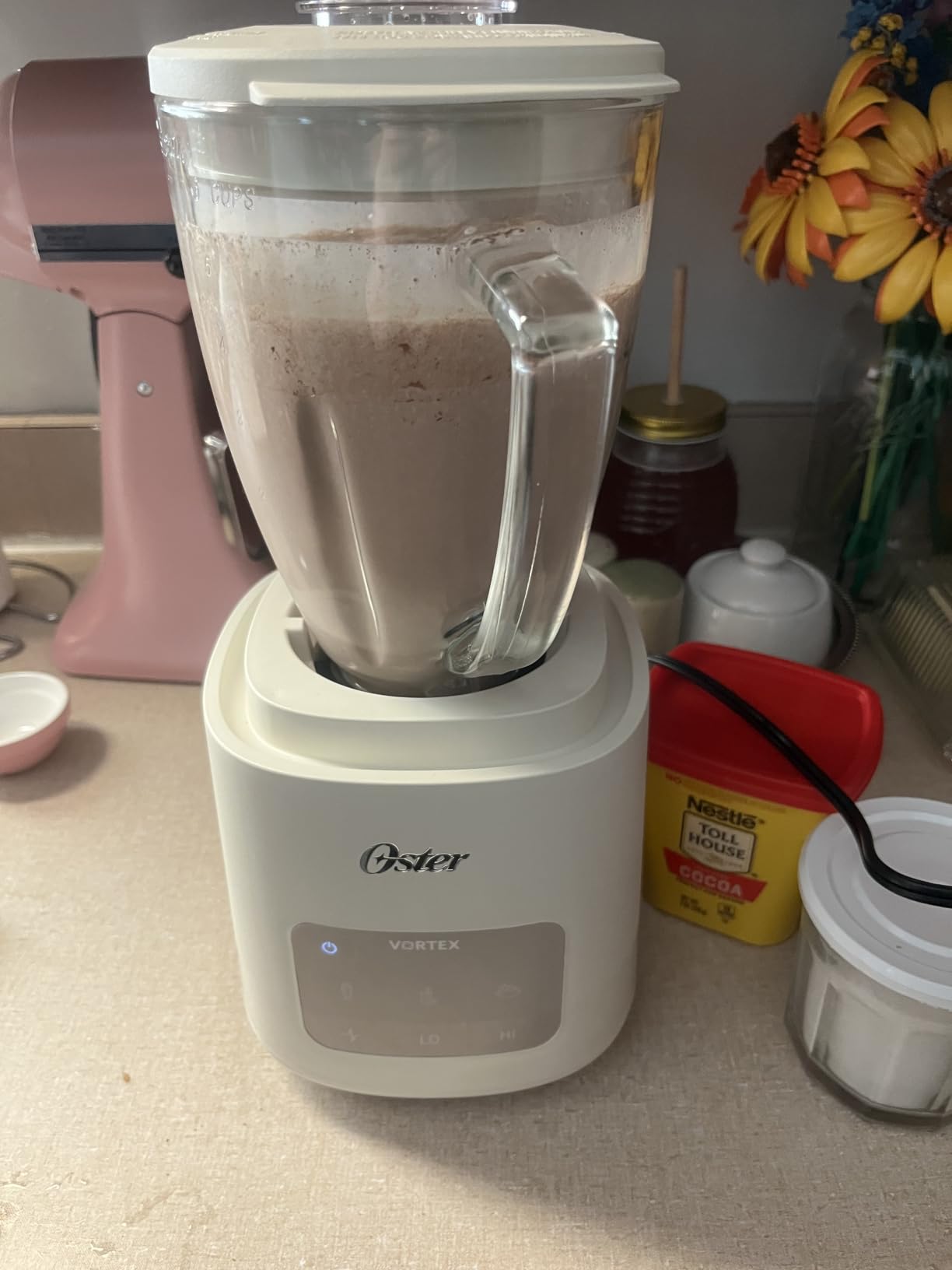 Oster Vortex Glass Blender, Reversible Steel Blades, 800 Watt, Oatmilk | 3 iBlend Auto Programs, Milkshake, Salsa, Smoothie Blender, 54 oz. Shatter Resistant Glass Jar, Dishwasher Safe customer photo 1