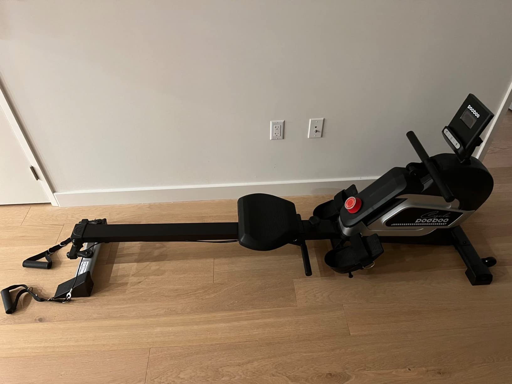 pooboo Rowing Machine for Home, Foldable Magnetic Rowing Machine | 14 Levels Quiet Resistance, Rower Machine with 350 LB Weight Capacity, Comfortable Padded Seat, LCD Monitor, App Support customer photo 1