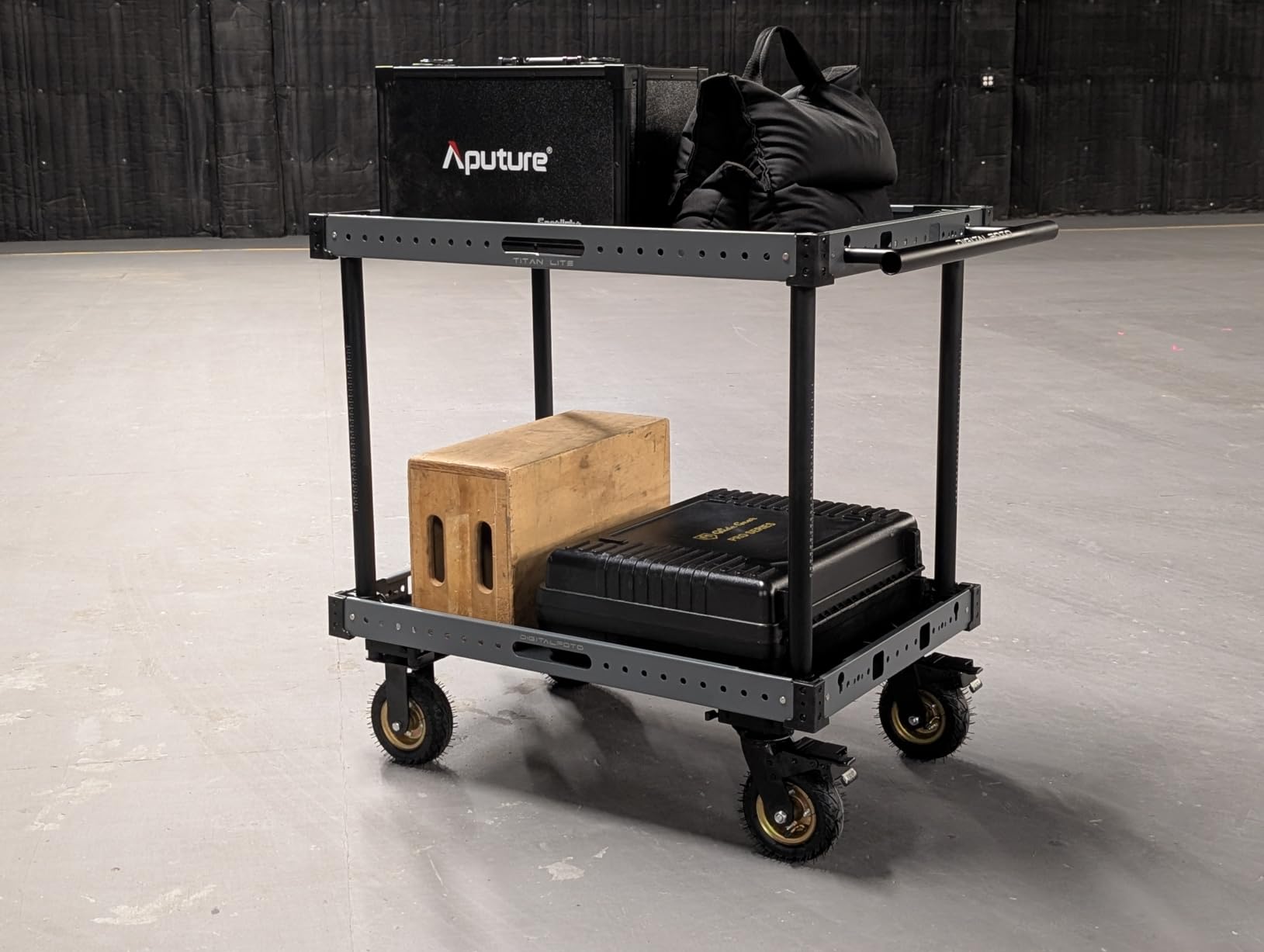 DF DIGITALFOTO Video Production Camera Cart, Rolling DIT Media Workstation, Foldable Equipment Cart with Storage, 500 LBS Load Capacity customer photo 2