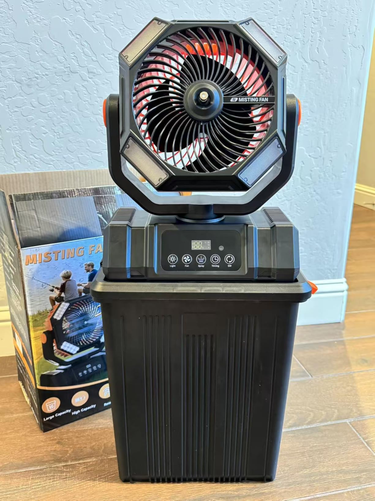 40000mAh Misting Fans for Outside, 15L Portable Outdoor Cooling Fan with Auto Oscillation, LED Light, Timer, Rechargeable Battery Powered Mister Fan for Camping, Beach, Patio customer photo 2
