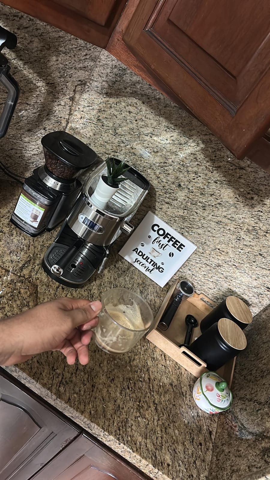 Espresso Machine with Grinder, 20 Bar Espresso Maker with Milk Frother, PID Temperature Control, 30 Grind Settings, Removable Water Tank, Stainless Steel Coffee Machine for Cappuccino, Latte customer photo 1