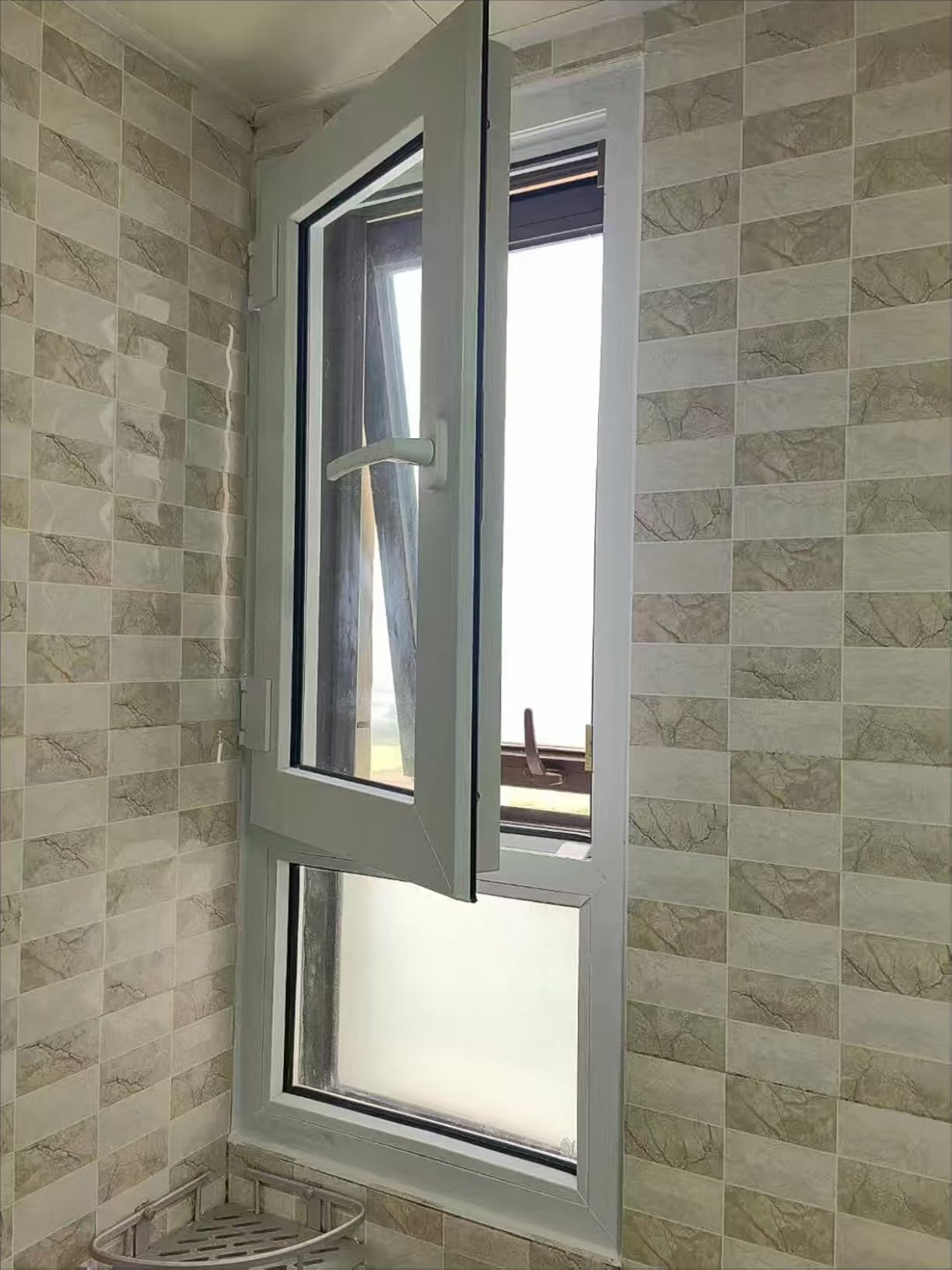 Vinyl Alloy Double Pane Window Insulated Clear Glass Window with Screen, Noise Reduction & Energy Efficient Design for Basement, Bathroom, Shed, Casement Use (H*W)(Right H*W,12 * 39in) customer photo 2